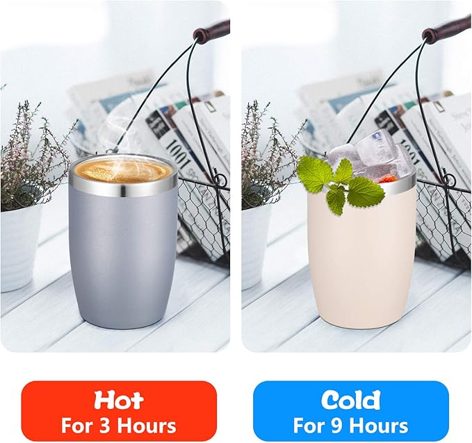 VEGOND Stainless Steel 12 oz Tumblers bulk Vacuum Insulated Double Wall Travel Tumbler with Lid and Straw Reusable Tumbler,Grey 12 pack