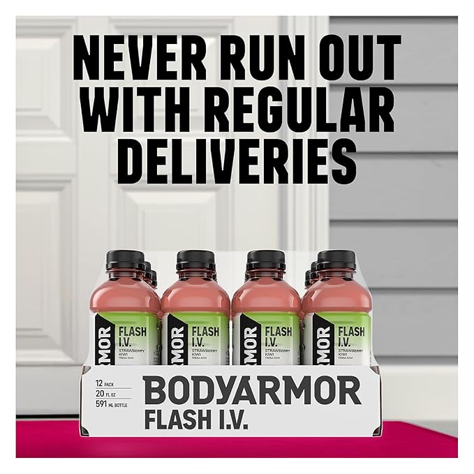 BODYARMOR Flash I.V. Zero Sugar Electrolyte Beverage, Lemon Lime, Hydration Drink For Rapid Rehydration, Post Workout Recovery, 20 Fl Oz (Pack of 12)