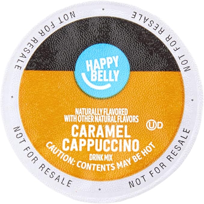 Amazon Brand - Happy Belly Cappuccino Coffee Pods Compatible with K-Cup Brewers, Caramel Flavored, 24 Count (Pack of 2)