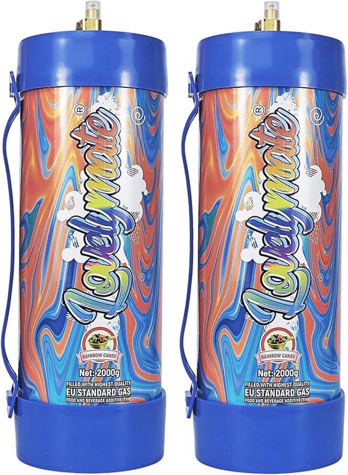 Whipped Cream Charger Tank 3.3L 2000G Whip Cream Charger Cylinder Food Grade Flavored (Tips Included) (2, Rainbow candy)