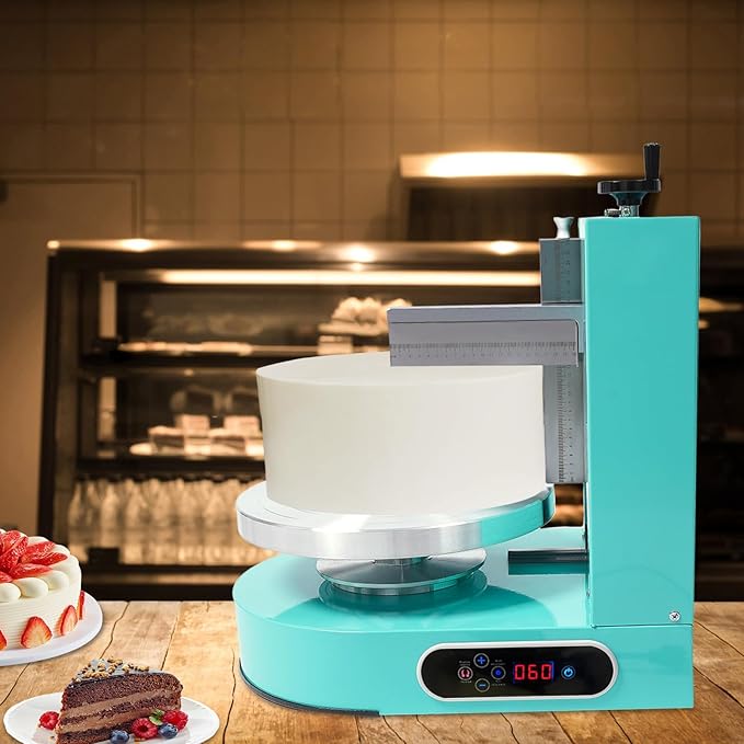 Cake Decorating Coating Machine Automatic Cake Cream Spreading Coating Filling Machine Birthday Cake Cream Smoother Bread Cream Spreading Machine Suitable for 4-12 In Round Cake (Green)
