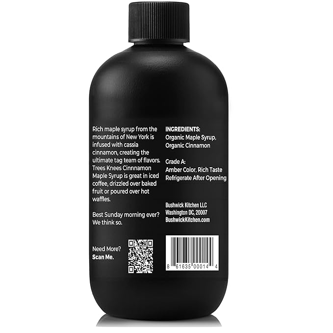 Trees Knees Cinnamon Maple Syrup, Grade-A Organic Maple Syrup Infused with Warm Spiced Cinnamon, Vegan, Gluten Free & Made in the USA, Pure & All Natural, 11.5oz