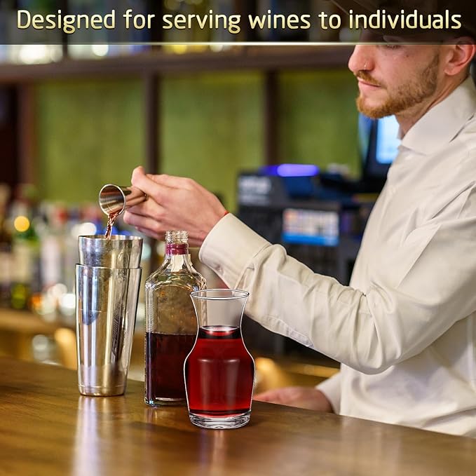 30 Pack Single Serving Wine Carafe Glass Small Mini Carafe Individual Wine Refill Decanter for Dinner Parties Tastings Bars Restaurants (6.5 oz)