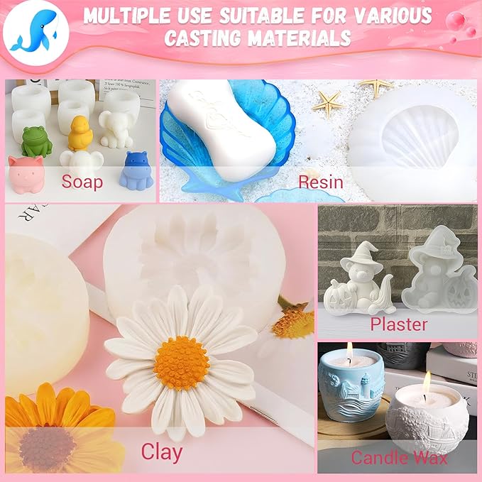 JHKL RESIN Silicone Mold Making Kit,64OZ Platinum Liquid Silicone Rubber for Mold Maker,15A Molds,Mix Ratio 1:1 Rubber Mold Making Kit, Ideal for Casting 3D Resin Molds