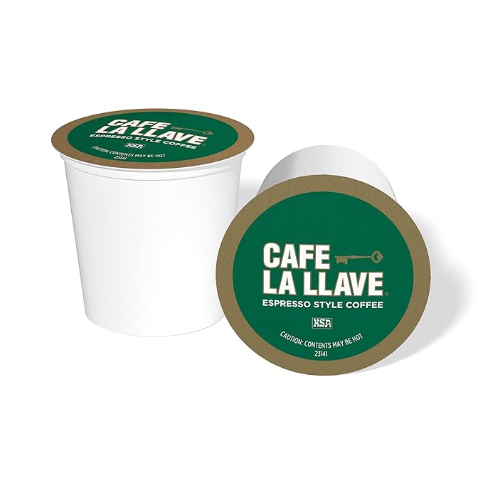 Cafe La Llave Espresso-Style Dark Roast Coffee Pods for Keurig K-Cup Brewers - Bold, Rich Flavor - 24 Count Single Serve Recyclable Capsules- Family Crafted