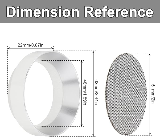 51mm Espresso Dosing Funnel and Puck Screen, Magnetic Espresso Coffee Dosing Ring, Reusable 1.7mm Thickness Espresso Puck Screen 316 Stainless Steel Fits 51mm Portafilter
