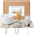 Japanese matcha set, matcha whisk and bowl, matcha sieve, matcha whisk holder, and matcha spoon - 8pcs Matcha Set (white)