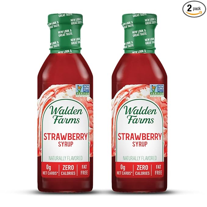 Walden Farms Strawberry Syrup – Perfect for Desserts, Smoothies, Breakfast – Zero Calorie, Sugar-Free, Low Carb, Keto-Friendly, Gluten-Free, Vegan – 2-Pack, 12 oz Bottles