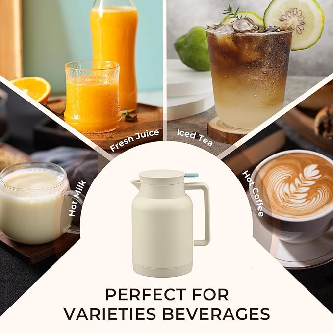 2 Pack 49oz Thermal Coffee Carafe and 15oz Insulated Water Bottle, Stainless Steel Vacuum Thermal Carafes and Water Bottle for Keeping Coffee, Tea, Water - Keep 12 Hours Hot, 24 Hours Cold