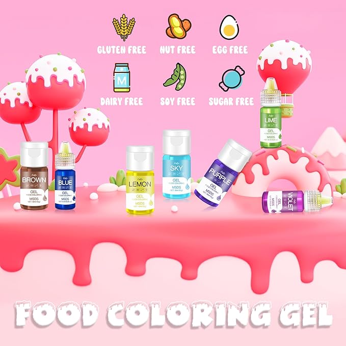 Gel Food Coloring - 3.5 fl.oz Vivid Food Coloring Gel for Baking, Cake Decorating, Cookie, Fondant, Macaron - Tasteless Concentrated Edible Food Color Dye for Icing, Slime, Drinks, DIY Crafts (Red)