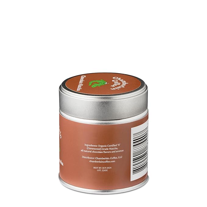 Chamberlain Coffee Chocolate Matcha Green Tea Powder - Rich Cocoa + Ceremonial Grade Matcha - Hot or Iced - Organic, Vegan & Gluten-Free Matcha Powder - 1.06 oz