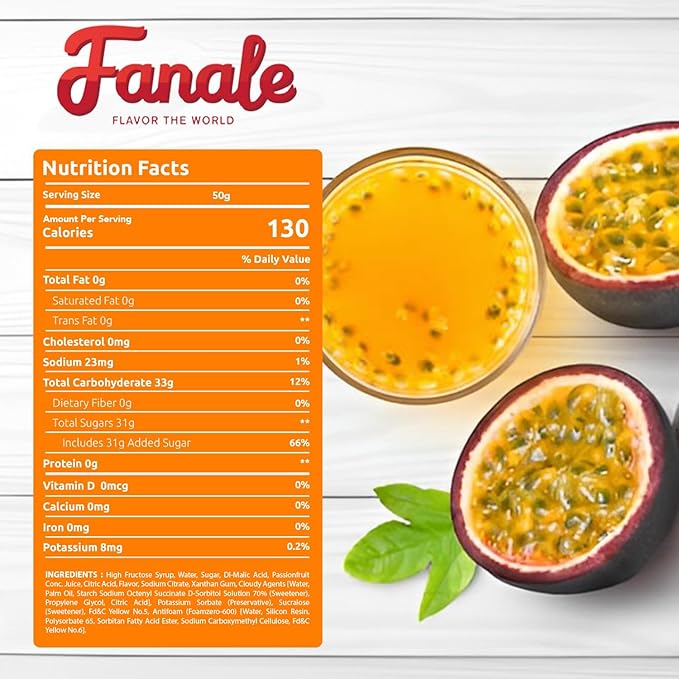 Fanale Premium Flavoring Concentrated Syrup for Bubble Tea 5.5 lb | Passion Fruit Flavor Syrup | for Boba Tea, Smoothies, Slushes, Desserts | 5.5 lb | SRP503