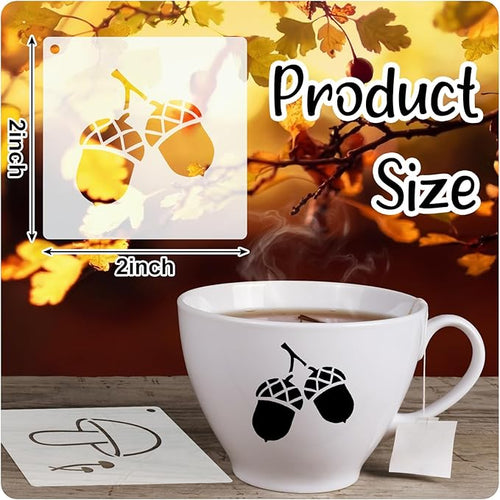 100 Pcs Stencils for Painting on Wood Reusable Stencil Crafts Drawing Templates Holiday Wall Paper for DIY Scrapbook Home 2 x 2 Inch(Maple, Pumpkin)
