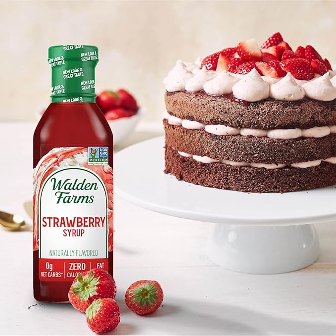 Walden Farms Strawberry Syrup – Perfect for Desserts, Smoothies, Breakfast – Zero Calorie, Sugar-Free, Low Carb, Keto-Friendly, Gluten-Free, Vegan, 12 oz Bottle