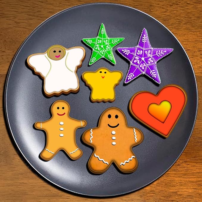 Christmas Cookie Cutter Set - 18 Piece Gingerbread Man, Snowflake, Tree, Heart, Star, Angel Shapes for Holiday Winter Baking