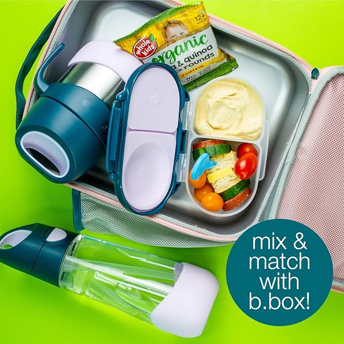 b.box Insulated Food Jar with Spork for Toddlers | Easy Open Container | Stainless Steel, 5hrs + of perfect temperatures | Dishwasher safe, BPA Free (Indigo Rose, 11 oz)