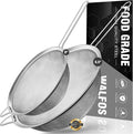 Walfos Large Fine Mesh Strainer 9.5" & 8", Stainless Steel Mesh Sieve with Sturdy Handle, Kitchen Metal Food Strainers for Quinoa, Rice, Pasta, Fruits, Vegetables, etc., Set of 2