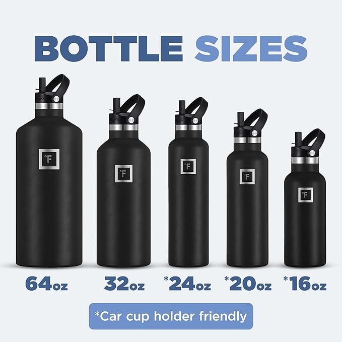 IRON °FLASK Camping & Hiking Hydration Canteens - 3 Lids (Narrow Straw Lid) Leak Proof Vacuum Insulated Stainless Steel - Hot & Cold Double Walled Sports Water Bottle - Cashmere Cream, 32 Oz