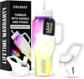Coldest 40 oz Tumbler with Handle and Straw, 100% Leak Proof Insulated Tumbler with Lid and Straw (3 Lids), Stainless Steel Tumblers for Women & Men, Cup Holder Friendly, 36 oz (Clouds of Tie Dye)