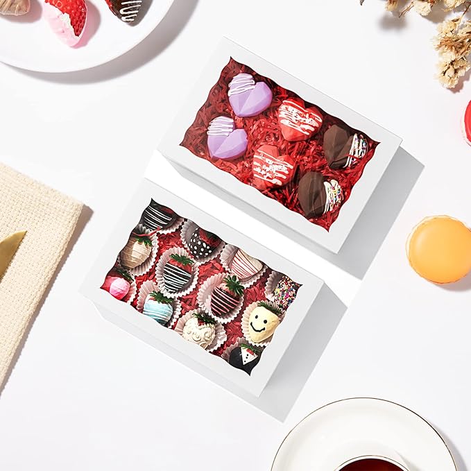 6 Pack Cookies boxes 9.5" x 6" x 2" Bakery Boxes with Window for Chocolate Bomb，Cookies,Macaron, cakesicle, oreo & Chocolate Covered Strawberries Boxes