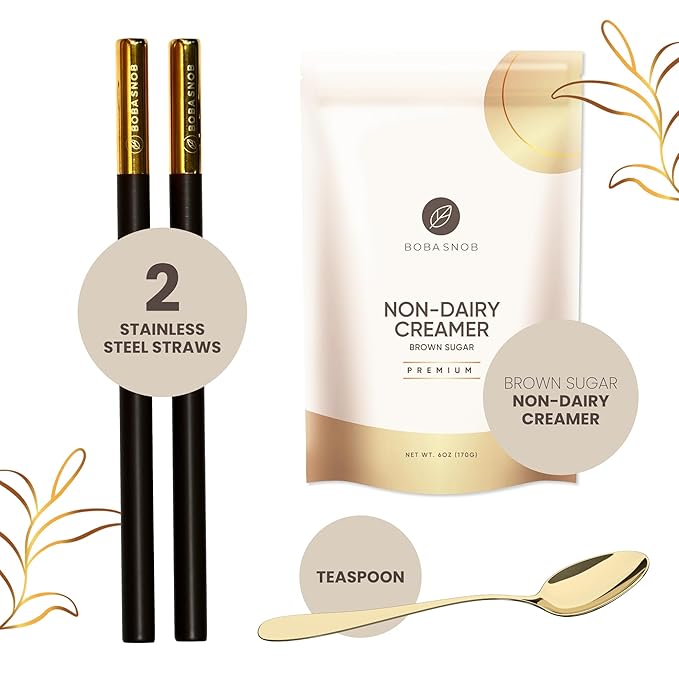Boba Snob Boba Tea Making Kit, Bubble Tea Kit with Boba Gift Set, Boba Tea Maker Kit with 5 Premium Loose Leaf Teas, Tumbler, Two Stainless Steel Boba Straws, Teaspoon, and Tapioca Boba Pearls (Small)