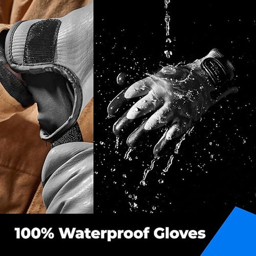 100% Waterproof Gloves for Men and Women, Winter Work Gloves for Cold Weather, Touchsreen, Thermal Gloves for Fishing, Gardening and Working in Freezer, With Grip, Grey, XX-Large