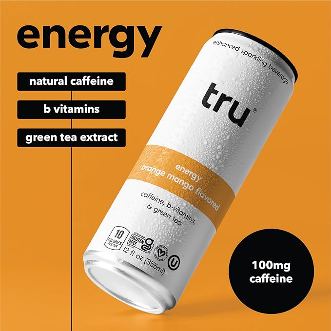 Tru Seltzer Sampler, Variety Pack of Sparkling Water with Real Fruit Juice, Functional Ingredients & Natural Flavors, Gluten Free, Vegan, Low Calorie, Caffeine Free Options, 12 FL OZ Cans, 7 Pack