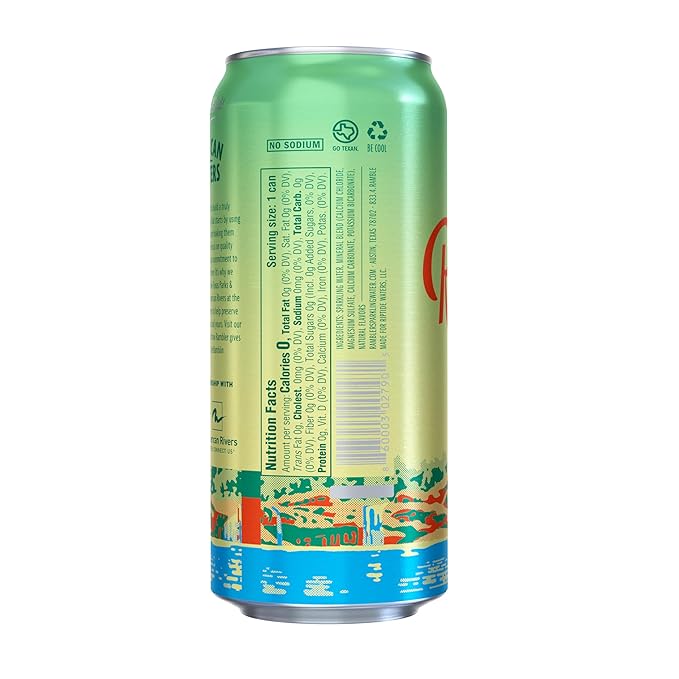 AUTX RAMBLER Sparkling Water, Texas Limestone Mineral Blend, Lemon-Lime Flavor, 16-Ounce Tallboy Cans, 12-Pack