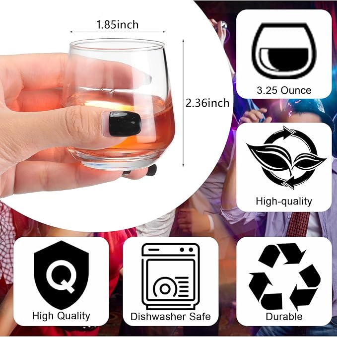 Zopeal 24 Pack Shot Glasses 3.25 oz Tequila Heavy Base Whiskey Tasting Glass Cups Small Liquor and Spirit Bar Shooter for Drinking Tasting Espresso Beer Juice
