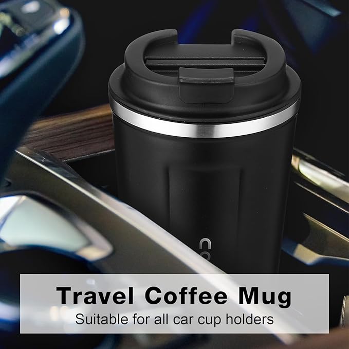 6 Pack Travel Coffee Mugs 12oz Double Wall Insulated Coffee Cups Bulk with Lid Vacuum Stainless Steel Leak Proof Reusable Portable Tumblers for Cold and Hot Drinks(Black, Blue, Green)