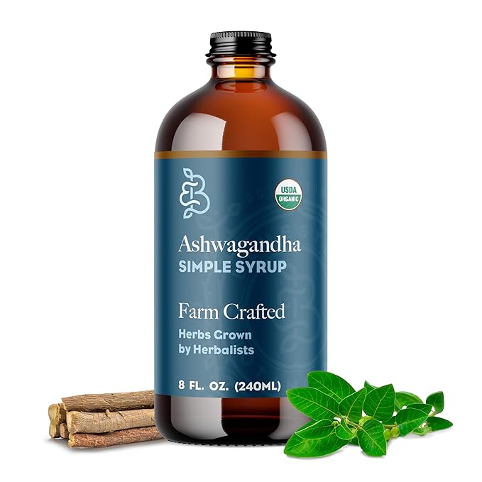 Bluestem Botanicals Organic Ashwagandha Simple Syrup, 8 oz, Cocktail and Mocktail Mixer for Drinks, Non-Alcoholic