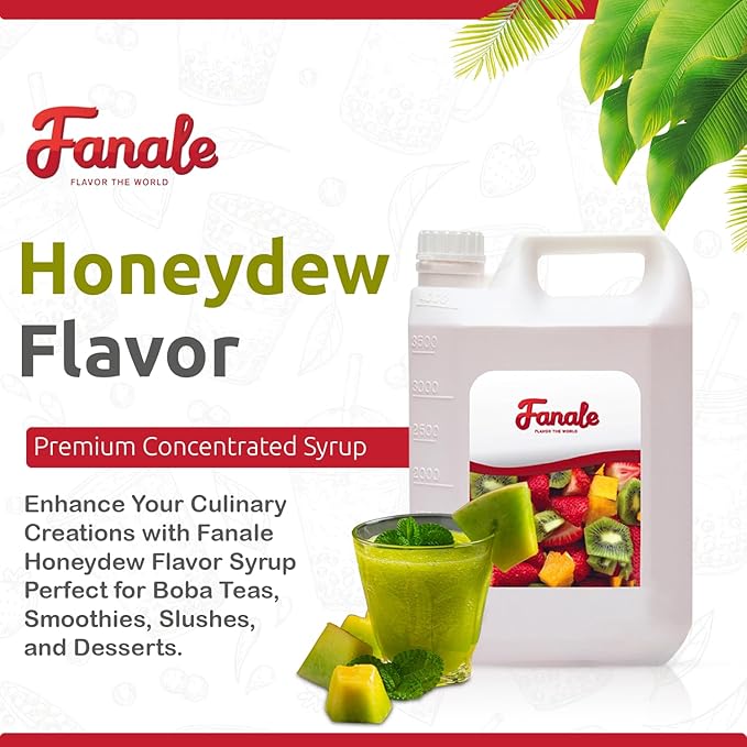 Fanale Premium Flavoring Concentrated Syrup for Bubble Tea 11 lb | Honeydew Flavor Syrup | for Boba Tea, Smoothies, Slushes, Desserts | 11lb | SRP070