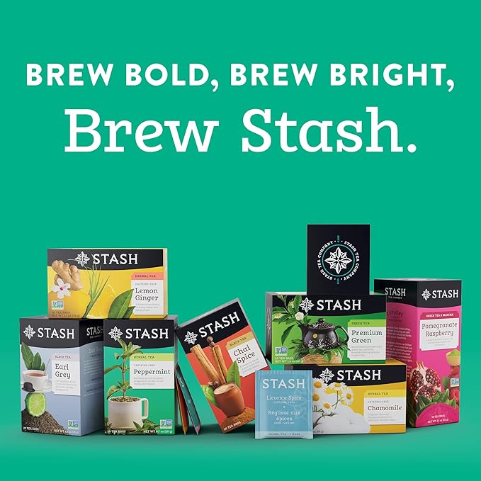 Stash Tea Pomegranate Raspberry & Matcha Green Tea - Caffeinated, Non-GMO Project Verified Premium Tea with No Artificial Ingredients, 18 Count (Pack of 6) - 108 Bags Total