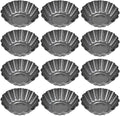 12PCS Mini Tart Pans, Carbon Steel Egg Tart Molds, Non Stick Mini Tarts Tins, Cupcake Cake Muffin Mold Tin Pan for Pies, Cheese Cakes, Desserts, Egg Tart(2.6 x 0.9inch)
