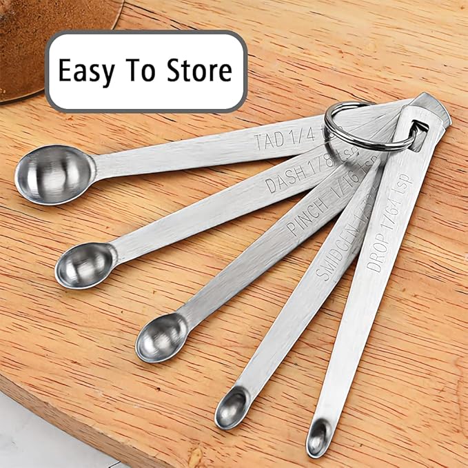 2PCS 1/8 Teaspoon(1/8tsp, 0.625 ml, Dash) Single Tiny Measuring Spoon, Small Individual Stainless Steel Measure Spoons Only