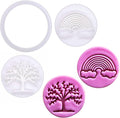 BAKERLOGY New Beginnings - Mini 2" Cookie Cutter & Stamp Set - Rainbow & Lush Tree Design for Easter & Spring Cookies, Cupcakes & Fondant Decorations