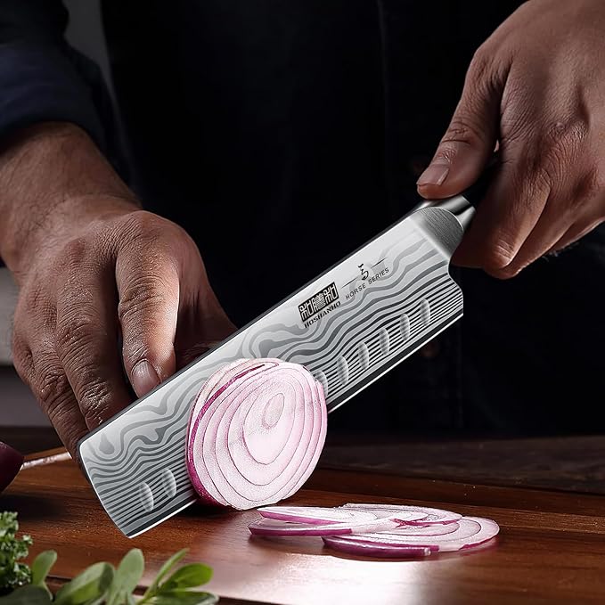 7 Inch Nakiri Knife, Japanese High Carbon Powder Steel Vegetable Cleaver Knife for Chopping, Razor Sharp Multipurpose Asian Chef Knife with Ergonomic Handle