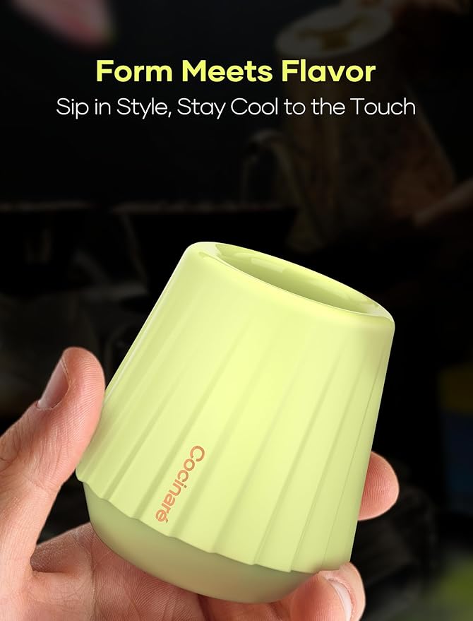 Cocinare KissCup Ceramic Espresso Cup – 2.2oz Demitasse Cup for Espresso, Pour-over coffee & Tea, Lime Green, Ceramic Collection