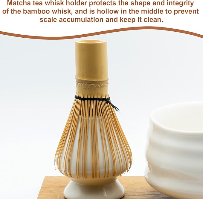 HARFINGTON Ceramic Chasen Stand 73mm Matcha Whisk Holder Teas Set Whisks Stand Traditional Matcha Tea Chasen Holder Tea Set Accessories for Tea Tasting, Matte White