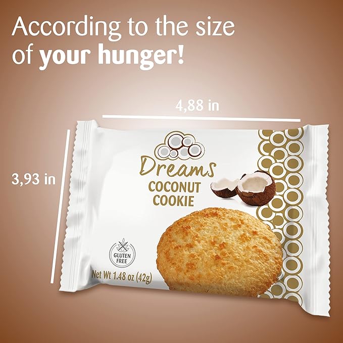 Dreams Coconut Cookies with Peanuts – Healthy, Gluten-Free & Protein Snack | Soft Macaroons | Pack of 4 (1.48oz Each), Total 5.92oz / 168g