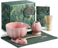 Pink Matcha Kit, 7 Pcs Matcha Whisk Set Includes Matcha Bowl with Spout, Bamboo Whisk, Chasen Holder, Sifter, Scoop and Rest, Tea Towel, Matcha Making Kit Tools for Family/Friend