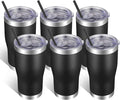 VEGOND 20oz Tumbler Stainless Steel Tumbler Cup with Lid And Straw Vacuum Insulated Double Wall Travel Coffee Mug(Black 6 Pack)