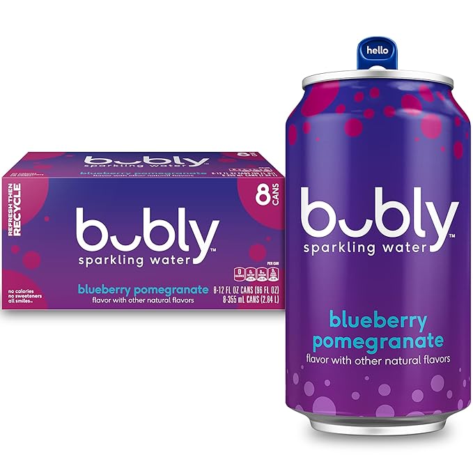 bubly Sparkling Water, Blueberry Pomegranate, Zero Sugar & Zero Calories, Seltzer Water, 12 Fl Oz Cans (Pack of 8)