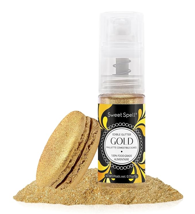 Sweet Spell Edible Cake Glitter Spray – Shimmering Magic for Cakes Decorating & Cocktails – 100% Edible, Food-Grade, Vegan, Gluten-Free (Gold)