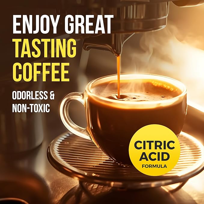 Descaling Powder Solution (6-Uses) Coffee Machine Descaler Cleaner | Compatible with Breville Keurig Nespresso Delonghi Ninja | To Descale Automatic Coffee Pots & Makers & Espresso Machines