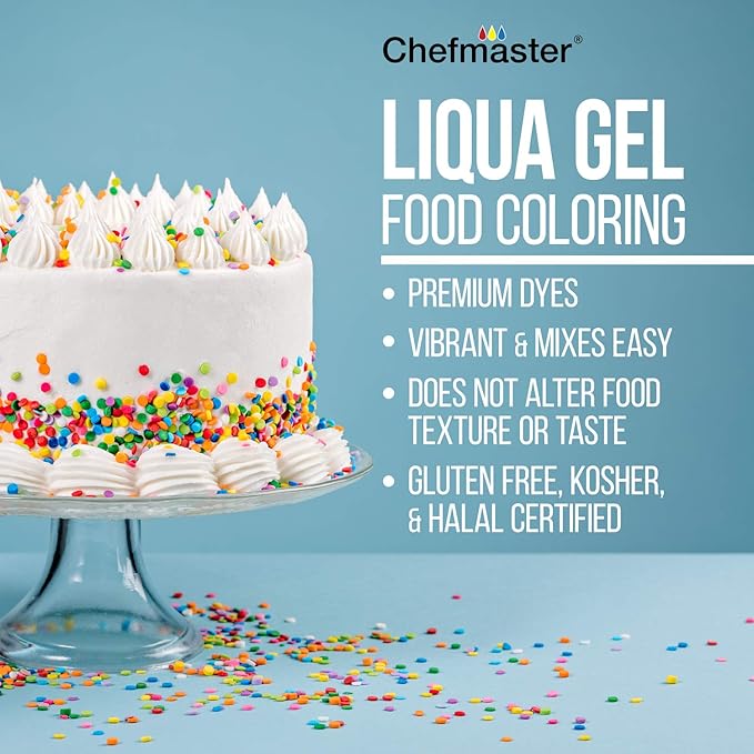 Chefmaster Buckeye Brown Liqua-Gel® Food Coloring | Vibrant Color | Professional-Grade Dye for Icing, Frosting, Fondant | Baking & Decorating | Fade-Resistant | Easy-to-Use | Made in USA | 2.3 oz
