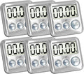 Elegant Digital Kitchen Timer Stainless Steel - Silver - Strong Magnetic Back - Kickstand - Loud Alarm - Large Display - Auto Memory - Auto Shut-Off - Model eT-26 (Silver 6-Pack) by eTradewinds