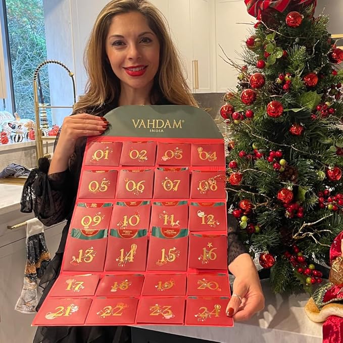Limited Edition - Advent Calendar 2025 Folding Gift Box | 24 Unique Loose Leaf Teas - Holiday Gift Pack | Christmas Advent Calendar 2025 for Adults, Advent Calendar 2025 Adult Women and Men | VAHDAM