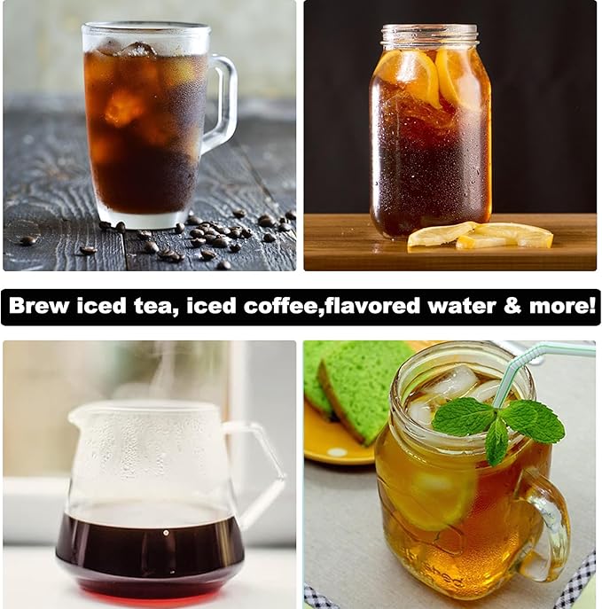 Iced Tea Maker and Iced Coffee Maker Brewing System with 2-quart Pitcher, Perfect For Fruit Infused Tea, Lemonade, Flavored Water (Black)