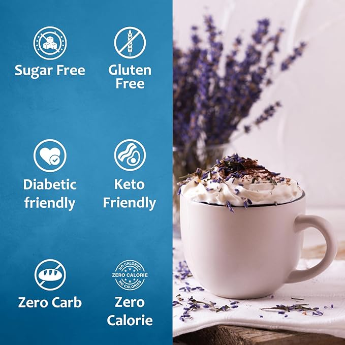 Syruvia Sugar Free Coffee Syrup, Lavender Flavored Syrup for Drinks, Lattes, and Desserts – 25.4 fl oz, With Pump